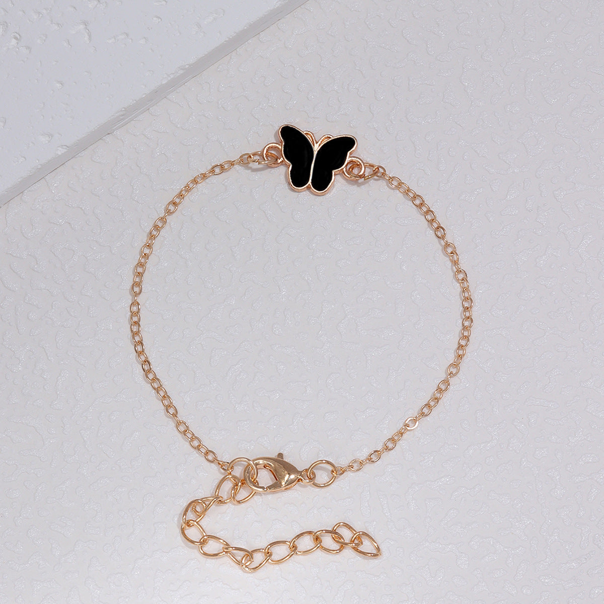 Simple Butterfly Enamel Gold Bracelet for Women