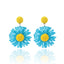 1 Pair Cute Daisy Raffia Flower Drop Earrings for Summer Beach Style