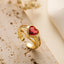 18K Gold Plated Heart Shape Zircon Open Ring for Women