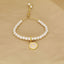 18K Gold Plated Adjustable Letter Pendant Imitation Pearl Bracelet