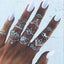 Retro Geometric Bohemian Crystal Moon Ring Set - 11 Piece Vintage Style Jewelry