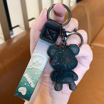 Colorful Chameleon Bear Resin Metal Keychain Pendant for Bags and Cars