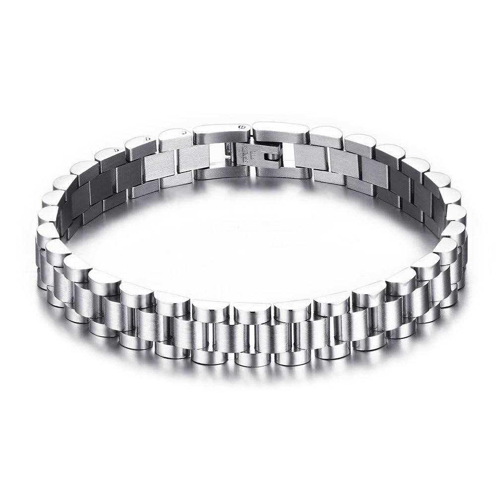 Simple Geometric Titanium Steel Bracelet with Stainless Steel Strap