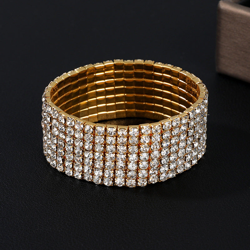 Korean Version Of Jewelry Wholesale Full Diamond Single Row Elastic Bracelet Shiny Bracelet