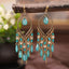 Bohemian Geometric Gold-Plated Tassel Resin Drop Earrings