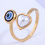 Vintage Oil Painting Devil's Eye Gold Plated Fashion Ring