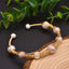 Retro Geometric Turquoise Crystal 18k Gold Plated Freshwater Pearl Bangle Bracelet