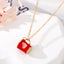 Cute Heart Shape Alloy Plated Pendant Necklace with Colorful Geometric Charm