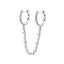 Sterling Silver Needle Diamond Ear Chain Double Ring Ear Cuff Trendy Earrings for Women