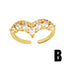 Sweet Simple Heart & Butterfly 18K Gold Plated Open Ring with Zircon Inlay