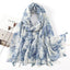 Women's Vintage Bohemian Floral Cotton Linen Print Scarf with Tassels