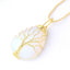 Elegant Gold & Silver Wire Wrapped Teardrop Natural Crystal Gemstone Pendant Necklace for Women