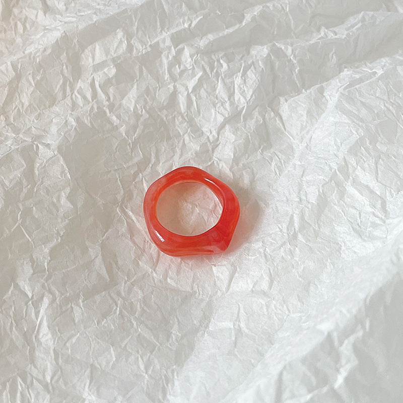 Minimalist Geometric Resin Candy Color Women's Ring