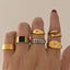 Vintage Roman Alloy Enamel Stacking Rings Set for Women