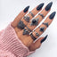 Retro Geometric Bohemian Crystal Moon Ring Set - 11 Piece Vintage Style Jewelry