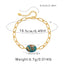 Retro Oval Green Natural Stone 18k Gold Plated Copper Bracelet for Women