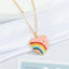 Fashion Oil Drop Rainbow Heart Necklace Candy Color Heart Pendant Clavicle Chain