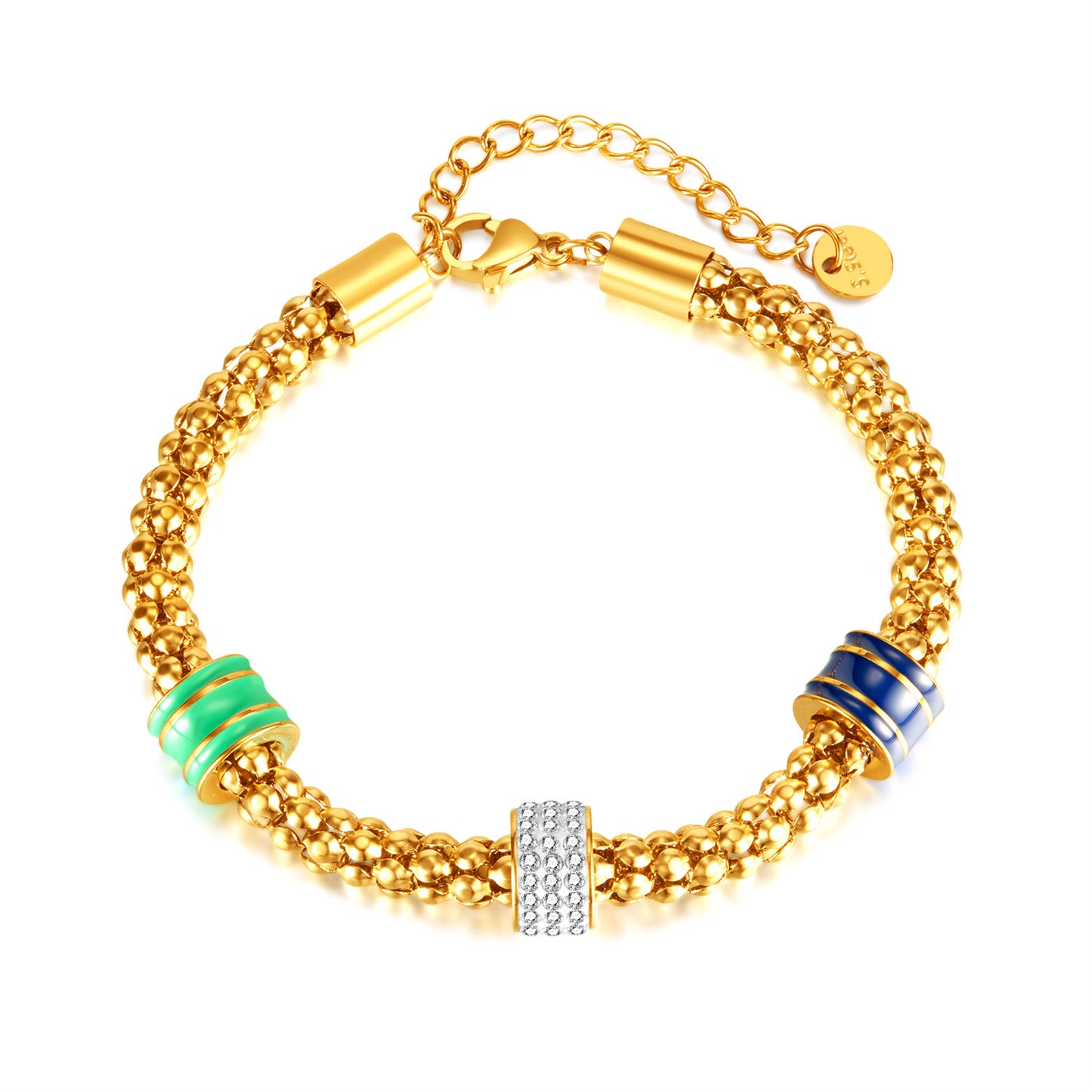 IG Style Geometric Zircon Stainless Steel Bracelets for Women