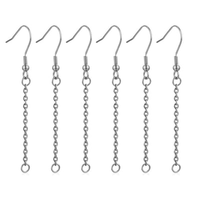 20 PCS Stainless Steel Hook Earring Findings with Extension Chain for DIY Jewelry Making