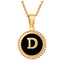 Fashion Round Letter Stainless Steel Pendant Necklace Enamel Gold Plated Stainless Steel Necklaces