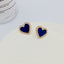 Fashion Heart Shape Alloy Enamel Ear Clips with S925 Silver Needle Blue Heart Stud Earrings