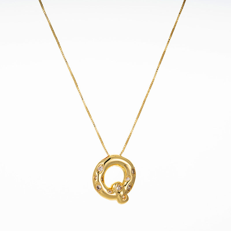 Elegant Gold Plated Zircon Letter Pendant Necklace - Minimalist Design