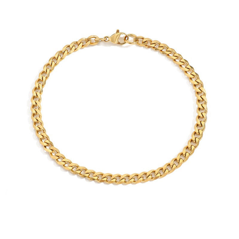 Retro Minimalist 14K Gold Plated Stainless Steel Cuban Chain Bracelet