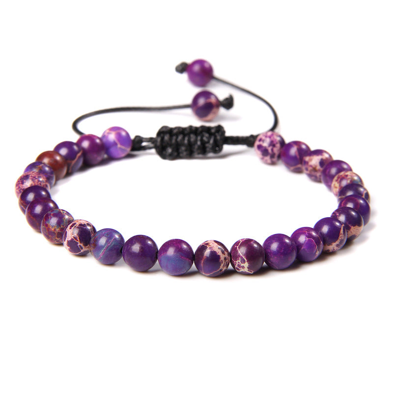 Ethnic Natural Stone Agate Beaded Adjustable Yoga Bracelet