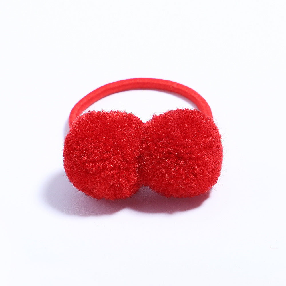 Fashion Simple Hair Ring Rubber Band with Cute Pom Pom for Kids