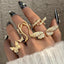 Exaggerated Modern Animal Butterfly Deer Antler Gold Open Ring Set for Women