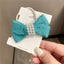 Autumn Winter Bow Wool Headband with Pearl Hair Tie for Women