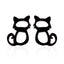 Fashion Stainless Steel Animal Ear Studs - Black Cat & Dog Design