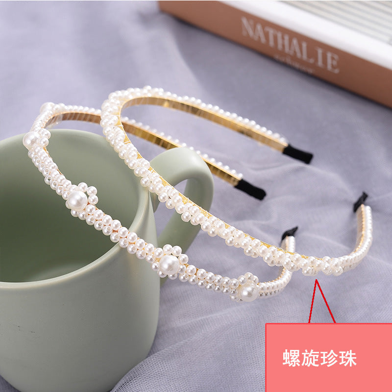 Bridal Pearl Hair Band - Korean Style Elegant Headband and Hairpin Set