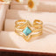 Retro Oval Gemstone Adjustable Alloy Ring for Women