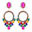 Retro Geometric Rhinestone Inlay Statement Drop Earrings for Women