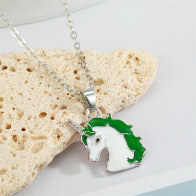 Korean Cute Colorful Pegasus Pendant Necklace Jewelry