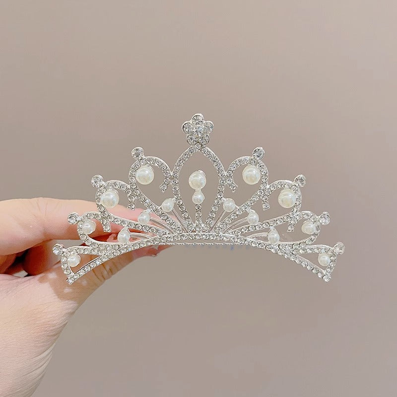 Children's Geometric Pearl Alloy Crown Hair Comb