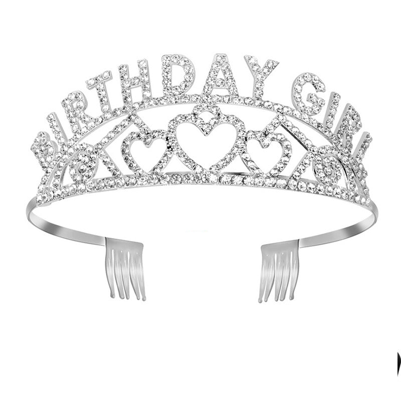 Women's Classic Crown Alloy Hair Band and Sparkling Diamond Party Headband Set