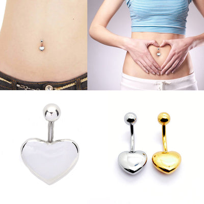 Heart Shape Gold Plated Stainless Steel Belly Ring