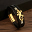 Simple Style Vintage Lizard Stainless Steel Leather Men's Bracelet