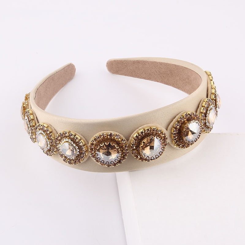 Baroque Rhinestone Wide Brim Headband for Women