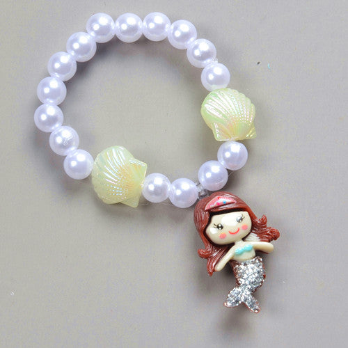 Mermaid Starfish Shell Charm Beaded Alloy Bracelet Set for Kids