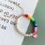 Fashion Heart Shape Freshwater Pearl Rainbow Enamel Clay Bracelet