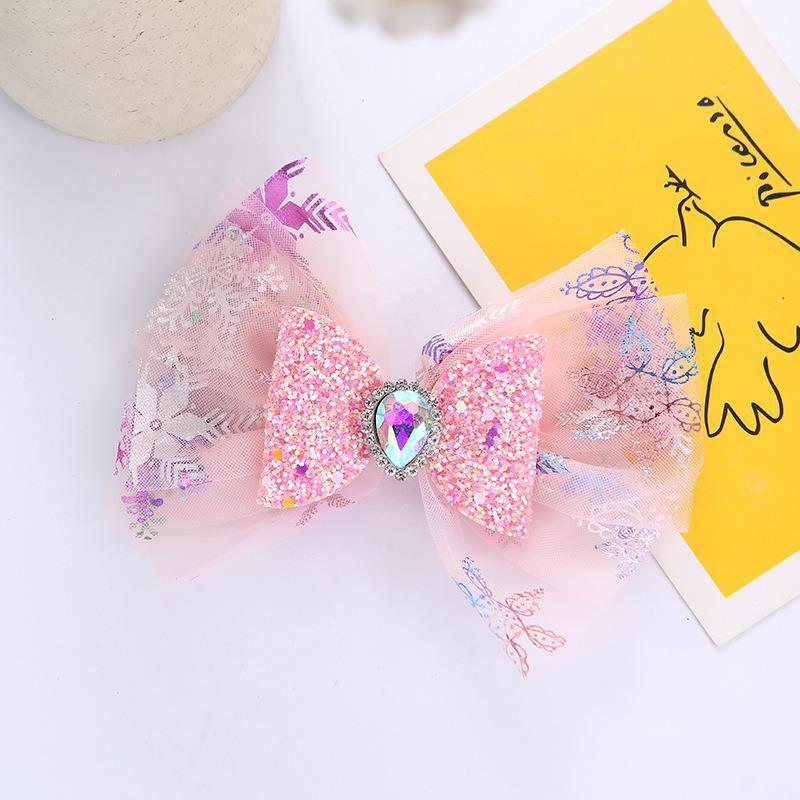 Kids' Princess Glitter Bow Hair Clip with Rhinestones