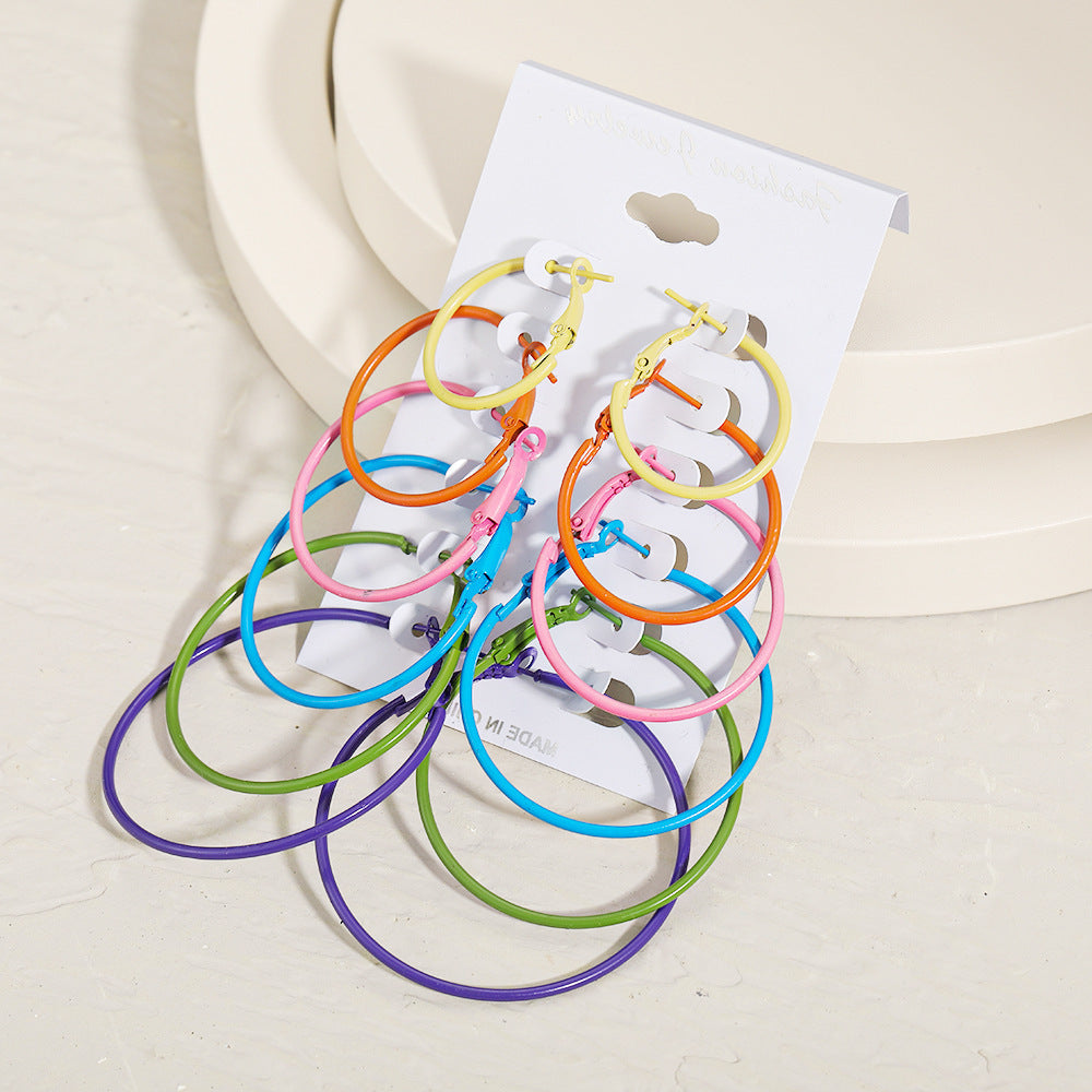 Wholesale Multicolor C-shaped Earrings 6-piece Set for Women