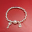 Silver Plated Key and Pearl Leather Rope Bracelet Set