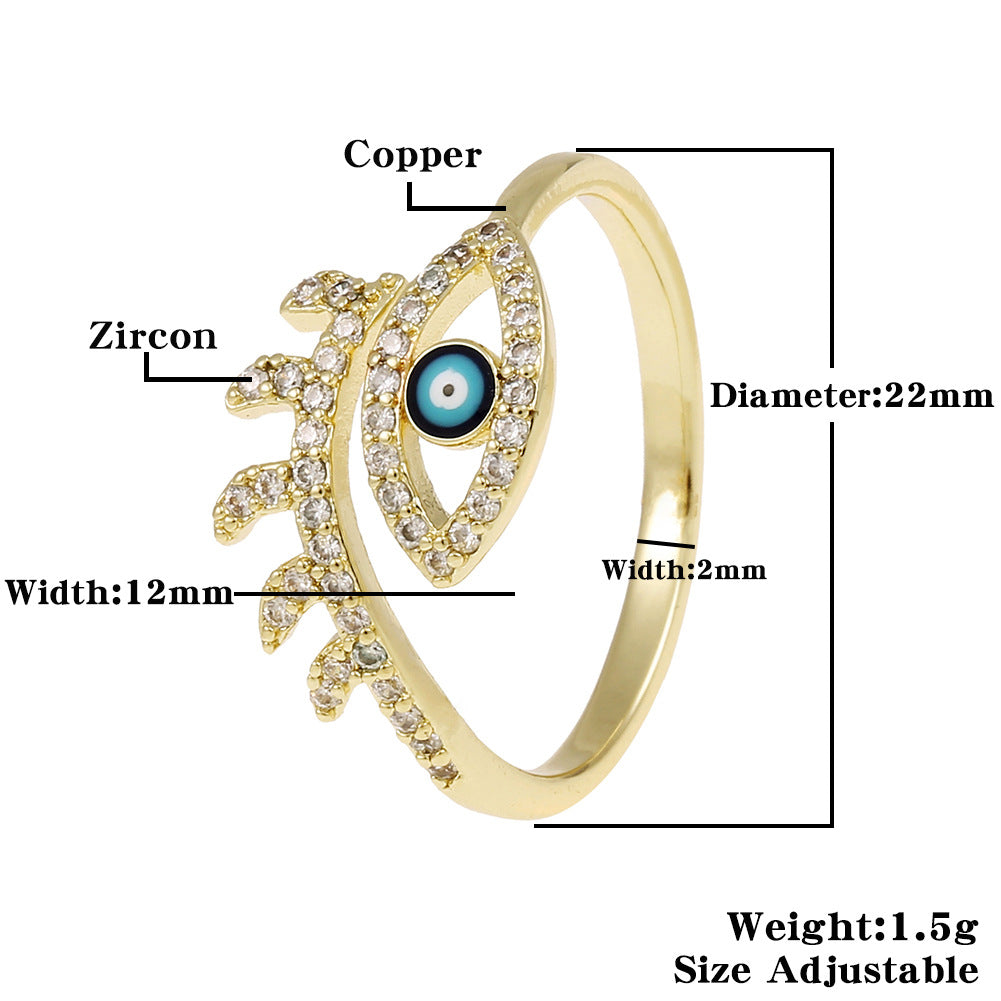 Fashion Enamel Evil Eye Retro Copper Tail Ring