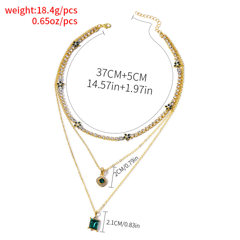 Casual Flower Alloy Inlay Rhinestones Women's Layered Necklaces