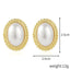 Fashion Oval Heart Shape Pearl Metal Rhinestones Earrings 1 Pair