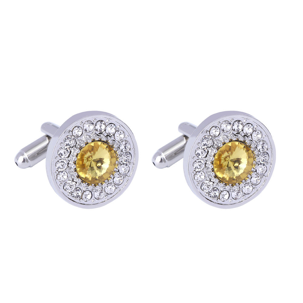 Titanium Steel Diamond Flower Cufflinks for Men